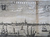 Antwerp Belgium Harbor & City View 1648 van den Hoeye Montanus rare print