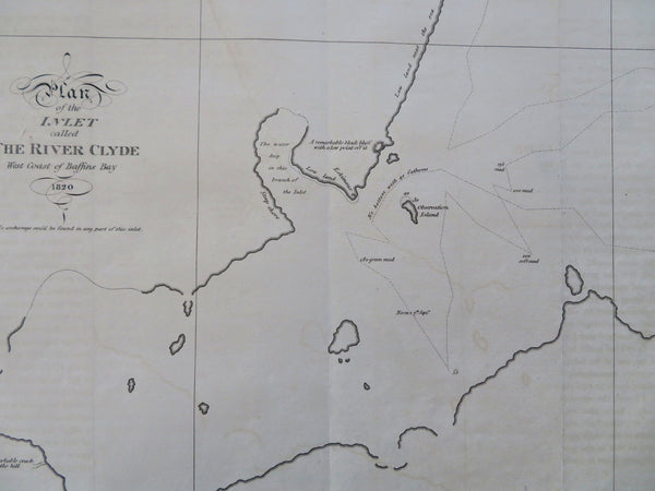 Canada 1820 Clyde River Baffin Bay Nunavut Walker rare engraved coastal map