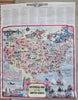 Historical Map of United States Soldiers 1955 rare cartoon pictorial cartoon map