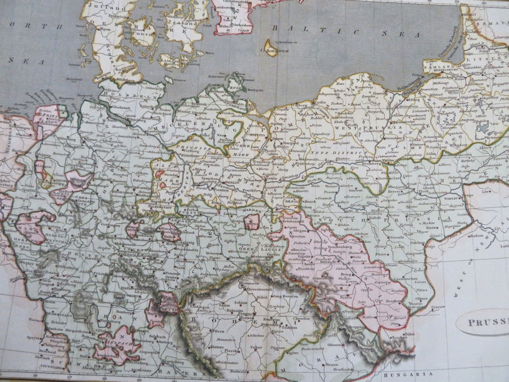 Kingdom of Prussia Germany Silesia Saxony Pomerania 1809 Arrowsmith engraved map