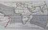 Atlantic & Indian Oceans Africa Brazil Ocean Currents 1753 Cosmant engraved map