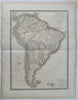 South America Brazil Peru Venezuela Colombia Chile c.1830 Lapie folio map