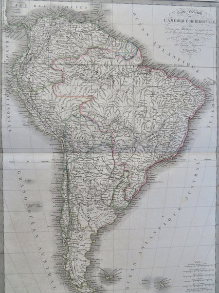 South America Brazil Peru Venezuela Colombia Chile c.1830 Lapie folio map