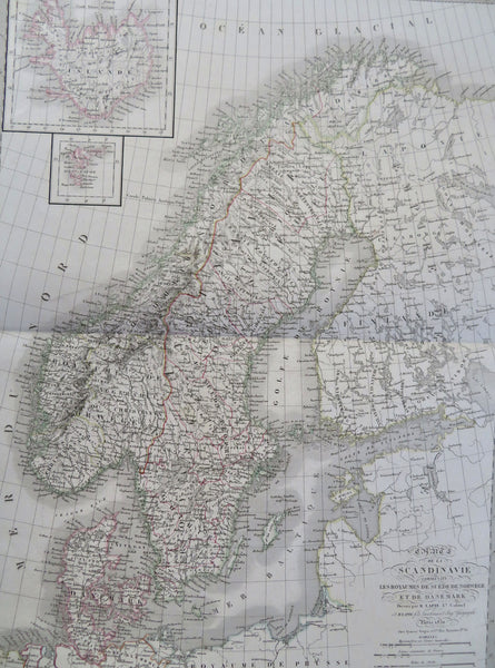 Scandinavia Denmark Iceland Norway Sweden Baltic Sea c.1830 Lapie large map