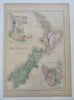 New Zealand Western Australia Tasmania Van Diemen's Land c 1853 Black Hughes map