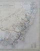 New South Wales Australia Lake Torrens Hook Shape Gold 1853 Hughes scarce map