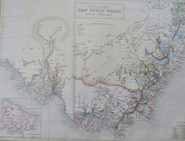 New South Wales Australia Lake Torrens Hook Shape Gold 1853 Hughes scarce map