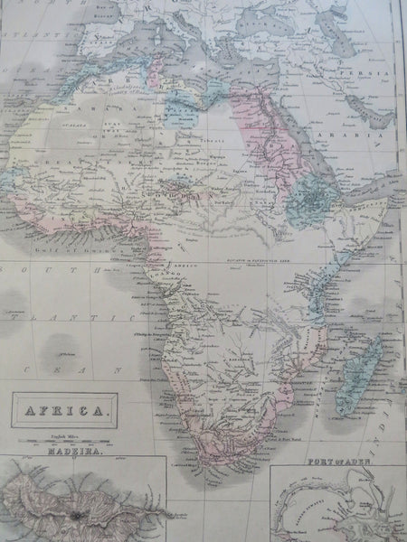 Africa Madeira Port Aden Mountains of Moon Fictional Cartography 1853 Black map