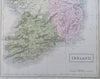 Ireland Leinster Ulster Connaught Dublin Counties Railroads 1853 Hall map