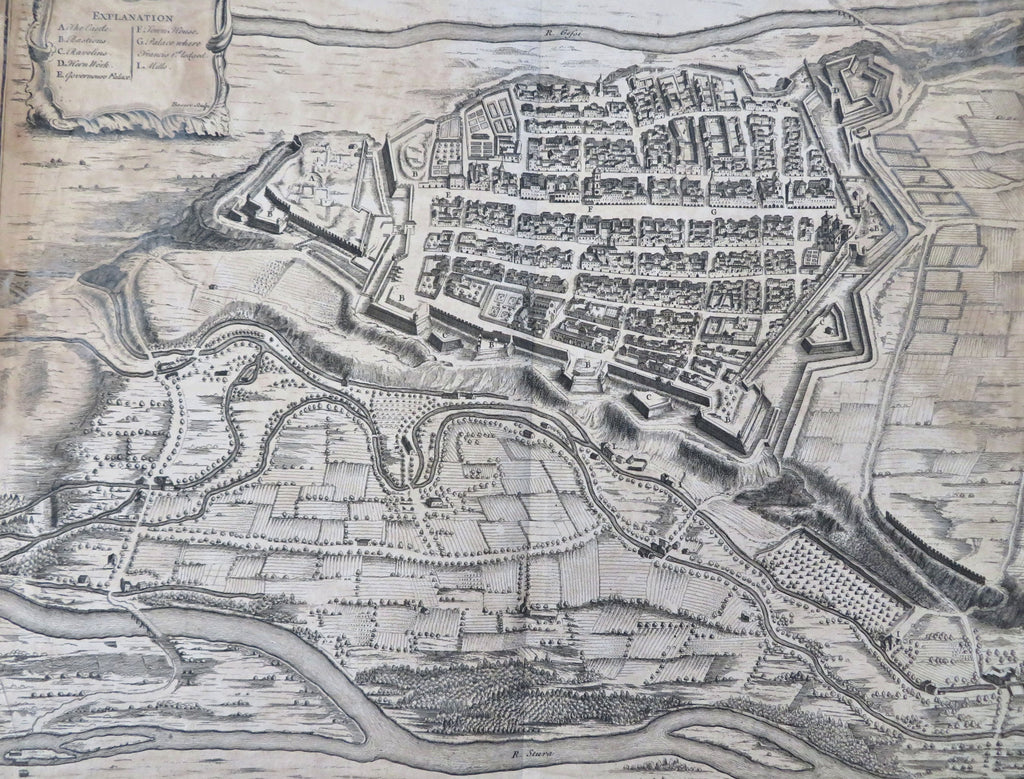 Cuneo Piedmont Savoy Northern Italy Fortifications Battle c. 1740 Basire map