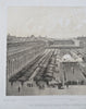 Tuileries French Palace Grounds & Gardens Architectural View c. 1850 old print