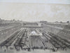 Tuileries French Palace Grounds & Gardens Architectural View c. 1850 old print