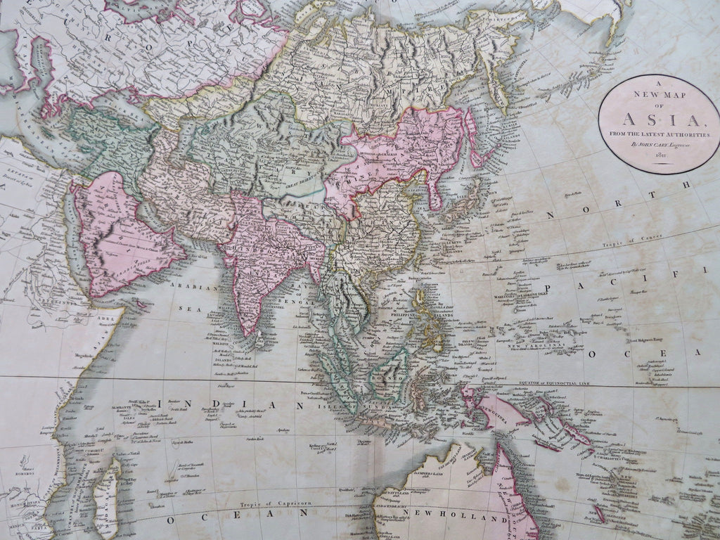 Asia 1811 Cary folio map Qing China Japan British India Ottoman Empire Russia