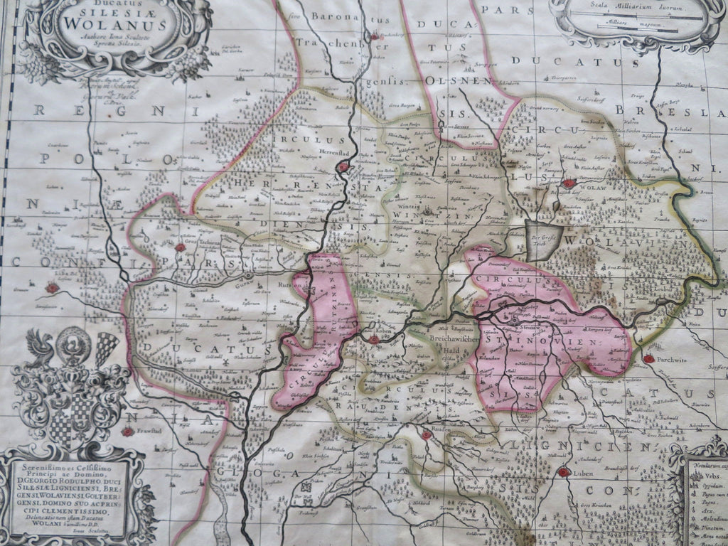 Duchy of Wołów Silesia Wolanus Poland c. 1680 Schenk & Valk large map