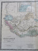 West Africa Senegal Gambia Guinea Kong Mountains 1862 Brue uncommon detailed map