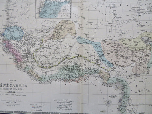 West Africa Senegal Gambia Guinea Kong Mountains 1862 Brue uncommon detailed map