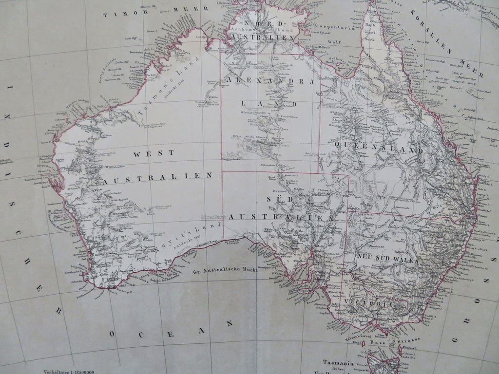 Australia Exploration Routes Tasmania New South Wales Victoria 1874 Flemming map