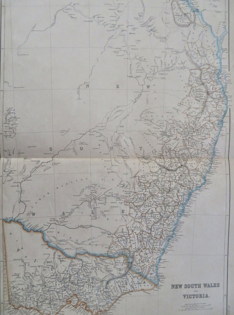 Australia New South Wales Victoria c. 1850 Bartholomew Blackie detailed map