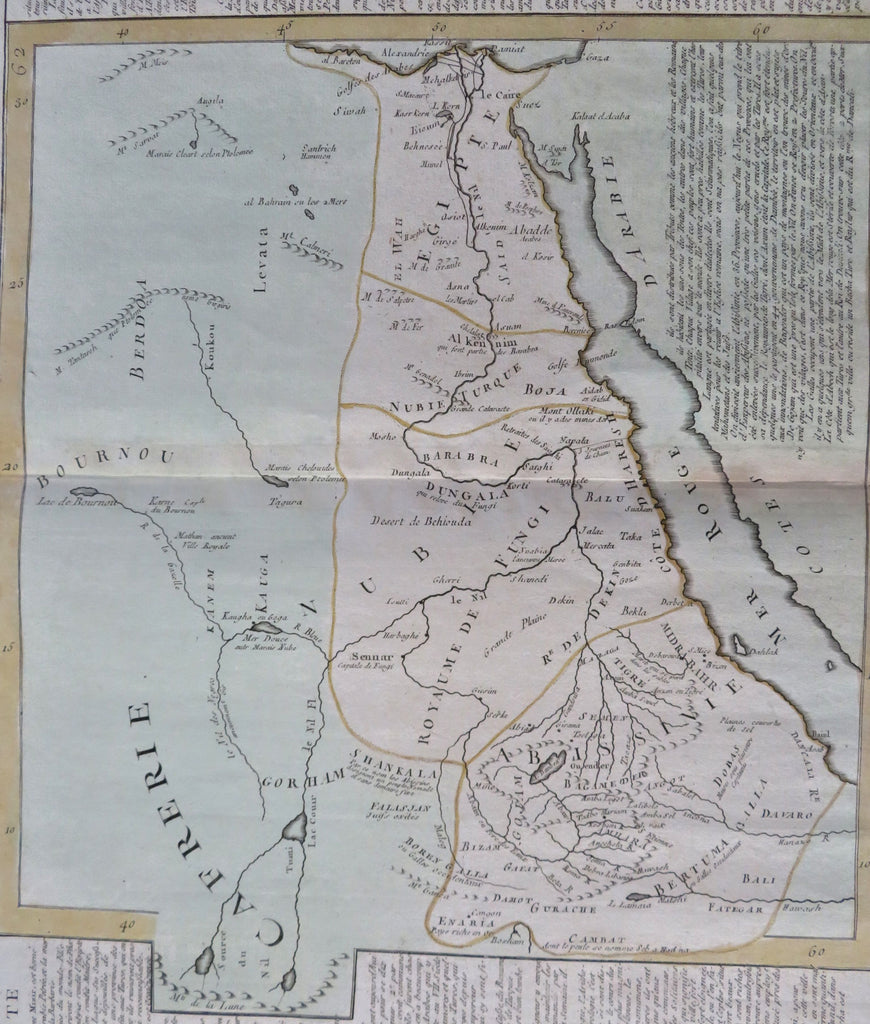 North Africa Egypt Fictional Nile Source Two Lakes Mts. of Moon c. 1780 map