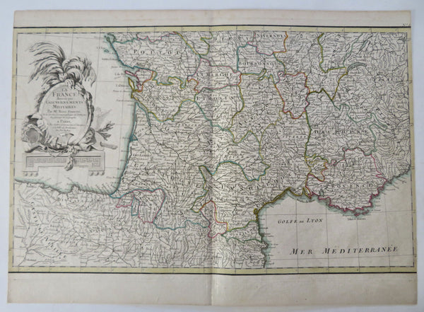 Southern France Gulf Lyon Provence Spain c. 1760 Rizzi Zannoni decorative map