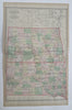 North & South Dakota Fargo Rapid City Bismarck Badlands c. 1890 old color map