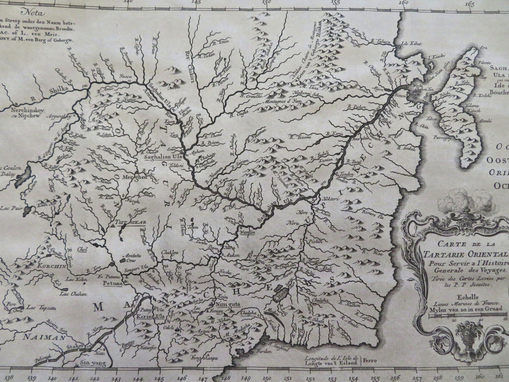 Manchuria Tartary Qing China Black Mouth Island 1749 de Hondt Bellin map