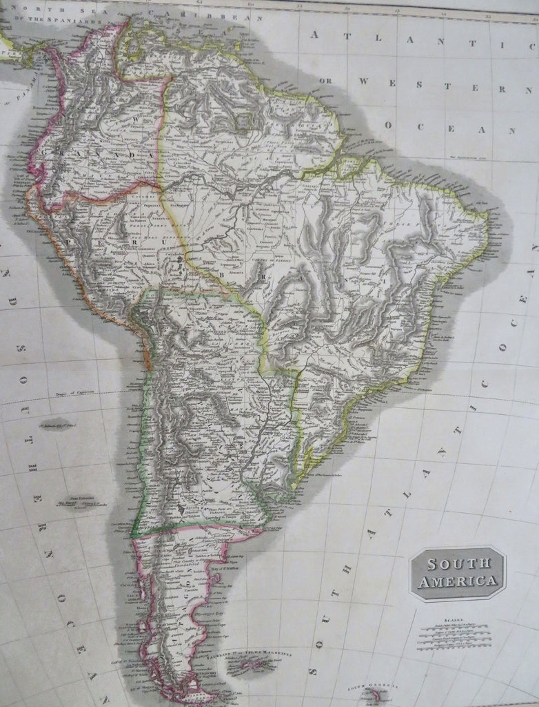 South America Brazil Venezuela Colombia Peru Chile Argentina c. 1815 Thomson Map