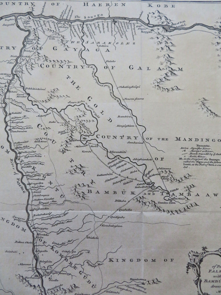 West Africa Sanaga & Falémé Rivers Cameroon Senegal 1745 Kitchin engraved map