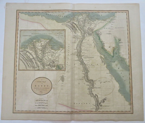 Egypt North Africa Nile Delta Cairo Alexandria 1805 Cary Large Detailed Map