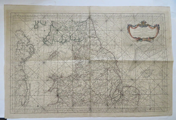 Northern England United Kingdom Scotland 1760 Bellin rare huge sea chart map