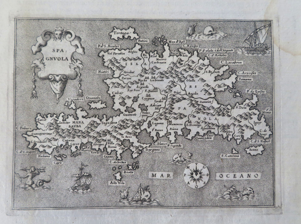 Hispaniola Haiti Dominican Republic Caribbean 1576 Porcacchi miniature map