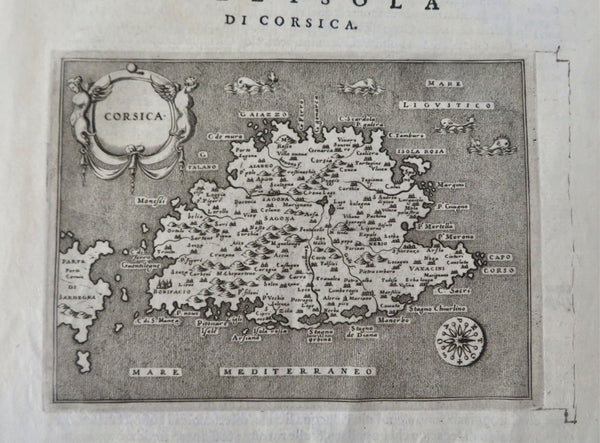 Corsica Mediterranean France Sea Monsters 1576 Porcacchi decorative charming map