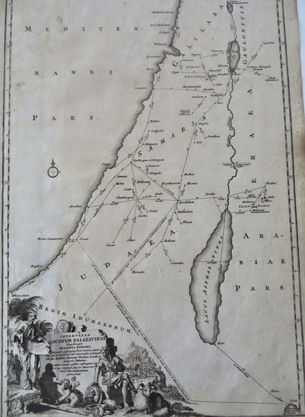 Holy Land Palestine Israel 1714 Roman Miles decorative map Reland Laor #653