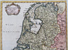 United Provinces Netherlands Holland 1701 H. Moll engraved miniature hc map