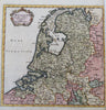 United Provinces Netherlands Holland 1701 H. Moll engraved miniature hc map