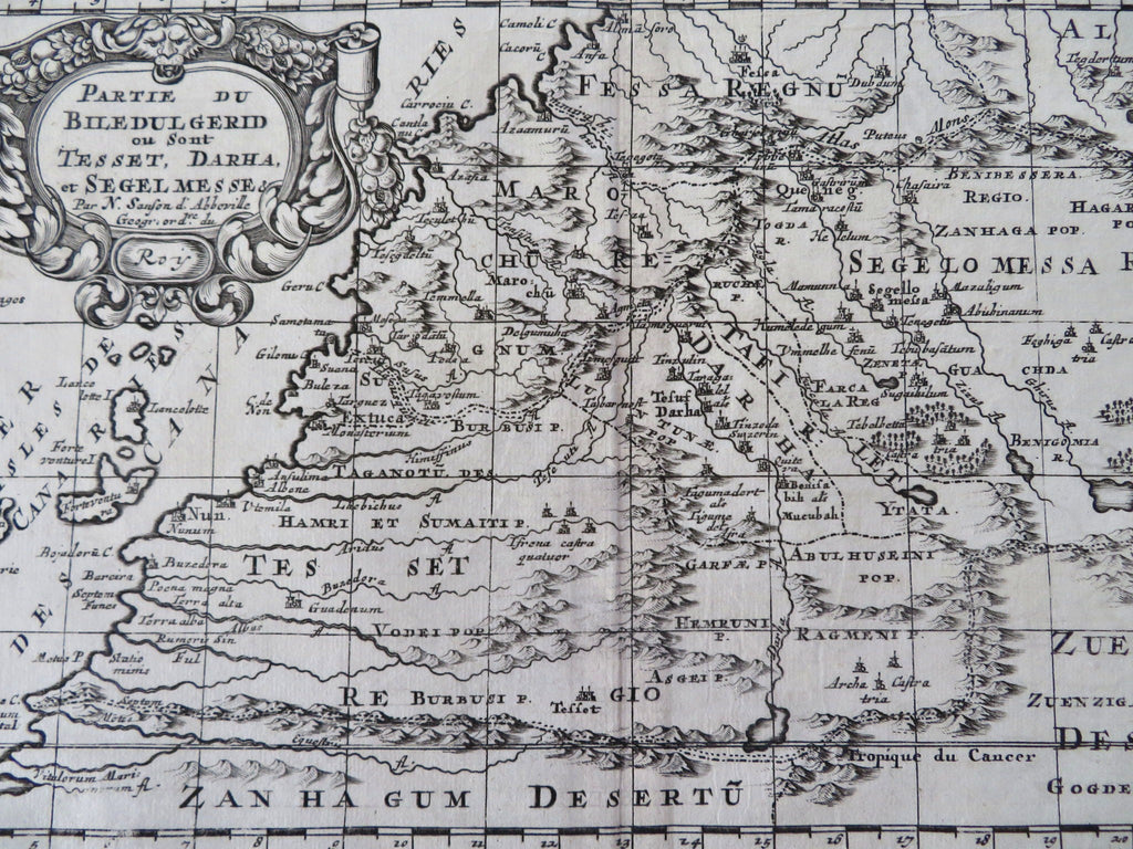 Morocco Western Africa Fez Atlas Mountains 1699 Sanson detailed engraved map