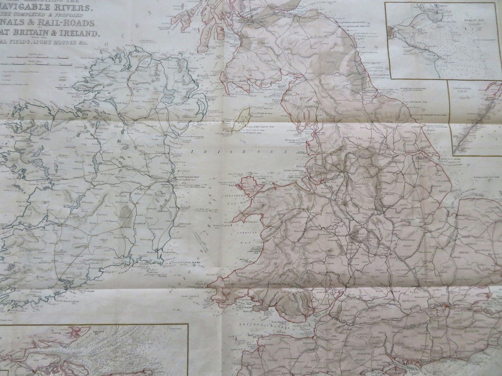 United Kingdom England Wales Ireland Railroads Canals 1846 Hall engraved map