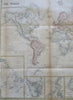 World Map Mercator's Projection Cape Colony Singapore Tasmania 1846 Hall map