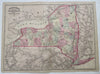 New York State Albany Troy Rochester Manhattan c. 1872 Asher & Adams state map