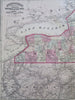 New York State Albany Troy Rochester Manhattan c. 1872 Asher & Adams state map