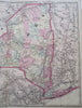 New York State Albany Troy Rochester Manhattan c. 1872 Asher & Adams state map