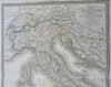 Italy Austria-Hungary Sicily Sardinia Balkans c. 1840 Brue antique map