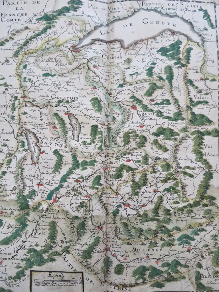 Duchy of Savoy Northern Italy France Switzerland 1677 Du Val decorative map