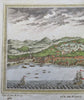 Dabul India c.1750 birds-eye city view tall ships lovely hand color