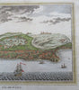 Dabul India c.1750 birds-eye city view tall ships lovely hand color