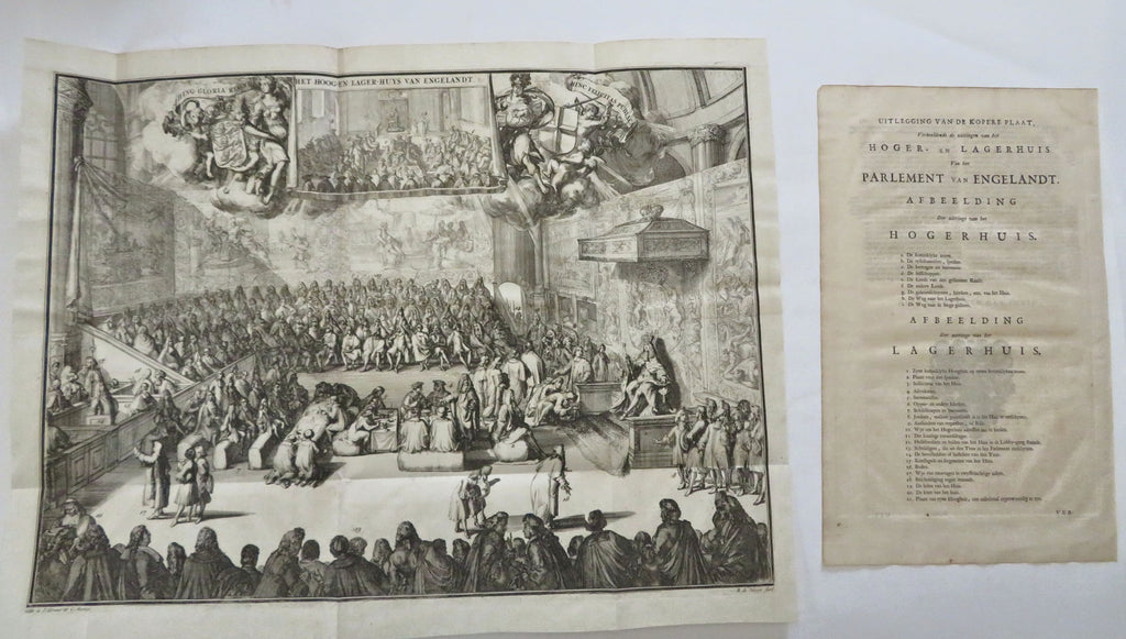 British Parliament Pictorial View 1741 Covens & Mortier Hooge w/ key print