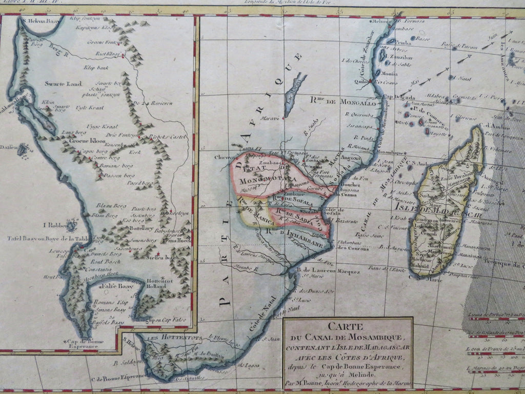 South Africa Madagascar Mozambique Monomotapa Table Bay Good Hope c. 1780 map