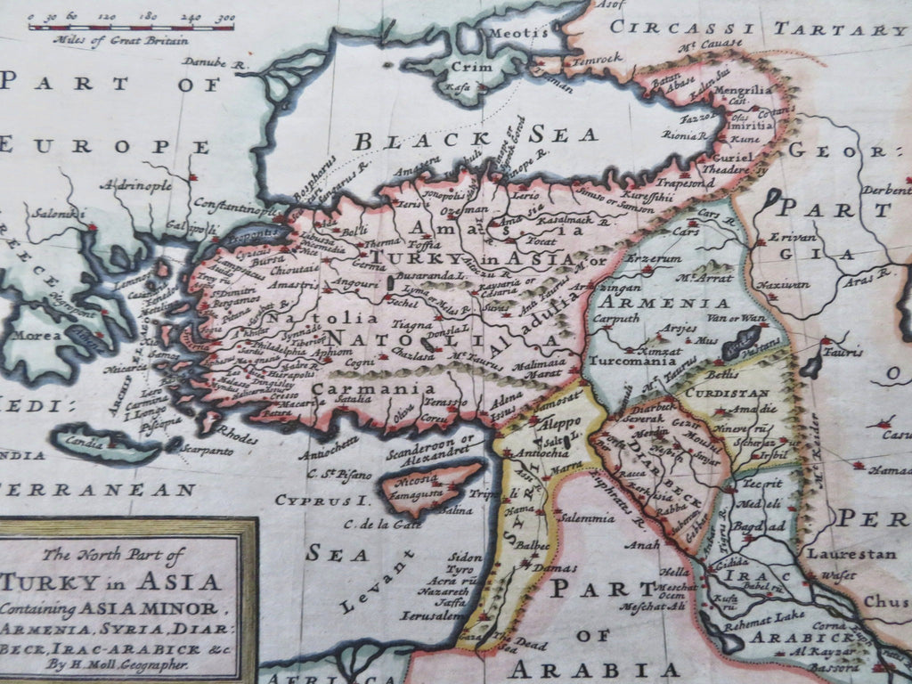 Ottoman Empire Anatolia Turkey Syria Armenia Kurdistan Iraq 1712 Moll hc map