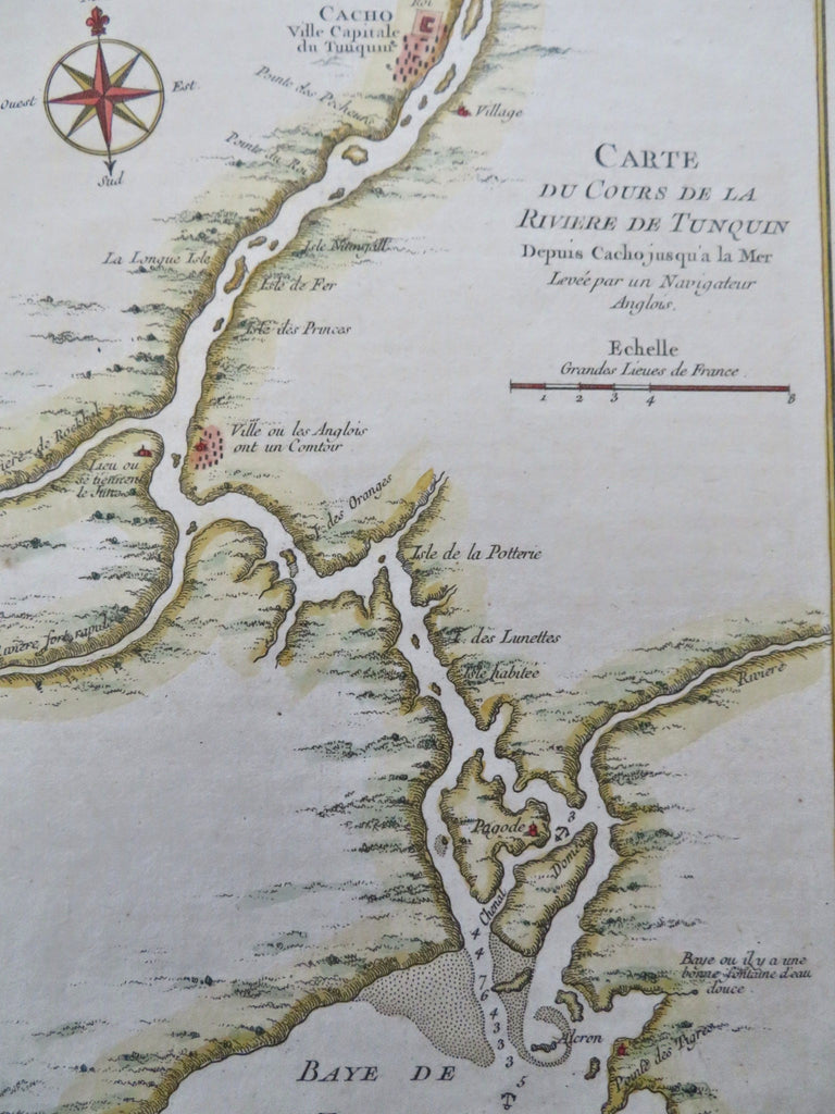 Siam Thailand Bay of Tonquin Nautical Soundings 1751 Bellin charming map