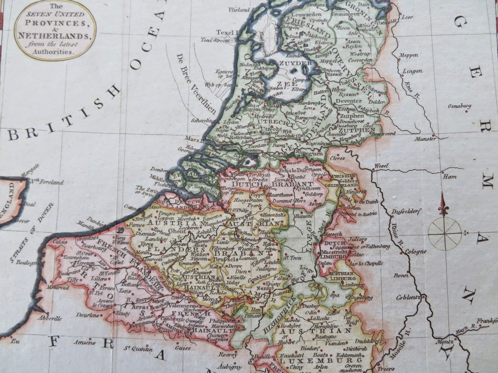 Netherlands United Provinces Holland Luxemburg Flanders Brabant 1790 Conder map